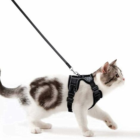 Harnais Chat Petit Chien Laisse Harnais Chaton Réglable Noir S Collier  Harnai Chat Refléchissant Gilet Respirant pour Lapin, Chat Européen, Maine  Coon, Persan, Attache Dessus avec Laisse,MU 