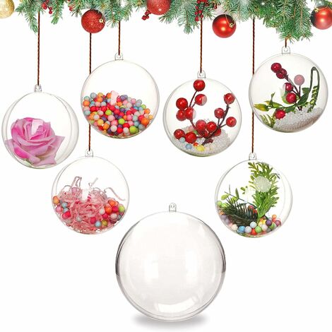 10 Pcs Décoration De Gâteau Boule Transparent Arbre De Noël Fête