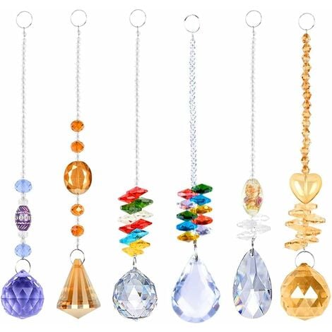 6 pièces pendentifs décoratifs en cristal, cristaux comme décoration,  fenêtre suspendue attrape-soleil, arc-en-ciel