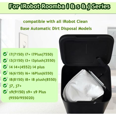 Sac d'aspirateur 16 pièces compatible avec iRobot Roomba i3+(3550)  i7+(7550) s9+(9550) i6+(6550) i8+(8550) base de nettoyage sac de traitement  automatique de la saleté 