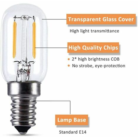 E14 Réfrigérateur Ampoule Filament LED T22 220V 2W Remplacement