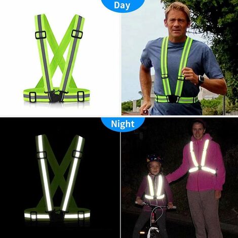 Lot de 2 Gilet jaune LED Gilet sécurité haute visibilité clignotante Bande  Réfléchissante Vélo Course Moto Jour Nuit