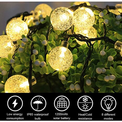 Guirlande lumineuse solaire d'extérieur, 11M/36 pieds, 60 LED