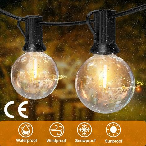 Guirlande Guinguette Extérieure, 30M LED Guirlande Avec 50+2 Guirlande Ampoule Incassables, IP44 étanche Guirlande Guinguette LED pour Terrasse, Jardin, Mariage, Fête