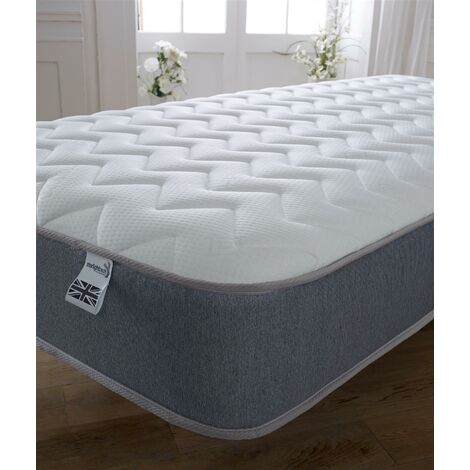 Starlight Beds 7.25" Deep Zig-Zag Memory foam with Open coil Spring Grey Border Mattress, 5ft King Size 150cm by 200cm