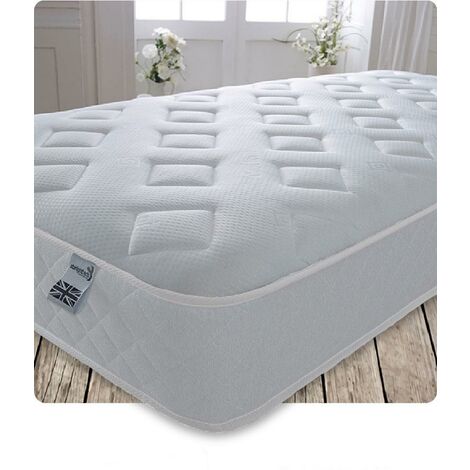 Starlight Beds – Kingsize Mattress. 7.5 Inch Deep Sprung Kingsize Memory Fibre Mattress with a Diamond Design Cool Touch Top Panel and White Border (5ft Kingsize Mattress - 150cm x 200cm )