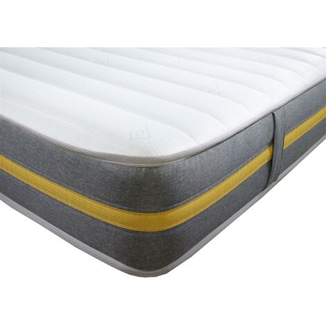 Starlight Beds Approx 7.5" Deep Yellow line Border Hybrid Memory Foam with Bonnel Spring Mattress, 5ft King Size 150cm x 200cm