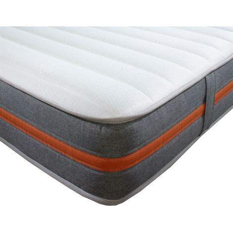 Starlight Beds Approx 7.5 Inch Deep Orange line Border Eco-Friendly Hybrid Memory Fiber with Bonnel Spring Mattress, 5ft9 by 2ft6 Shorty 75cm x 175cm