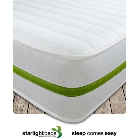 Starlight Beds – Kingsize Mattress. Hybrid 8 inch Deep Kingsize Eco Friendly Mattress with Memory Fibre and Springs. 5ft x 6ft6 (STARLIGHT 06)