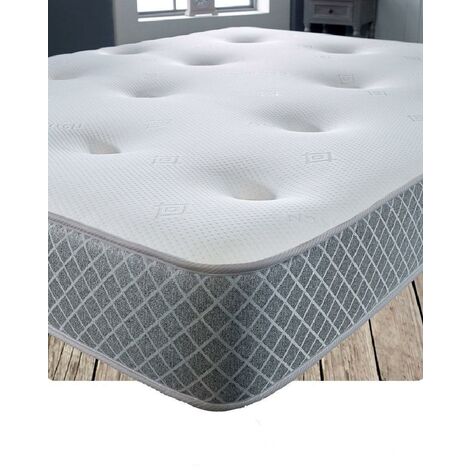 Starlight Beds – Small Single Memory Foam Mattress. Hybrid 2ft6 Sprung Hand Tufted Mattress with Grey Border (Small Single Mattress)