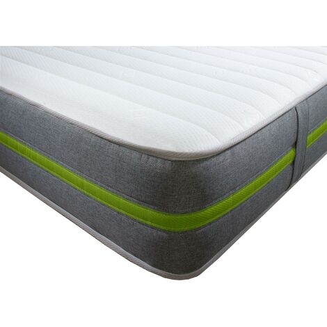 Starlight Beds Approx 8" Deep Eco-Friendly Cool Touch Top Panel Hybrid Memory Fiber with Open Coil Spring Mattress, 5ft9 by 2ft6 Shorty 75cm x 175cm