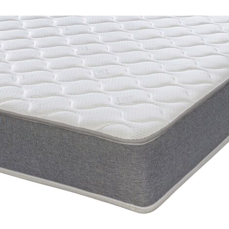 Extreme Comfort Approx 7" Deep Micro Quilted Wavy Top Panel Memory Foam Grey Border Spring Mattress, 3ft Single 90cm x 190cm