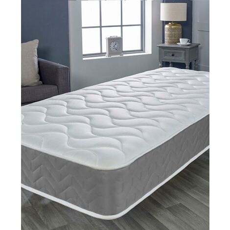Starlight Beds Grey Border Layer of Memory Foam Hybrid Sprung Mattress, Double 135cm by 190cm