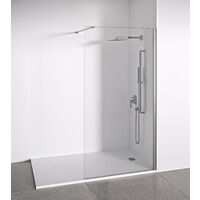 Mampara de ducha frontal panel fijo - Transparente - Cristal templado 8 mm Antical - Perfilería Plata Brillo - Ancho adaptable 68-70 cm - Alto 195 cm