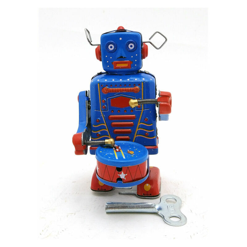 Clockwork Drum Robot Winding Cartoon Antique Tinplate Vintage Toy Decorativo Niños Adultos - Drum Robot