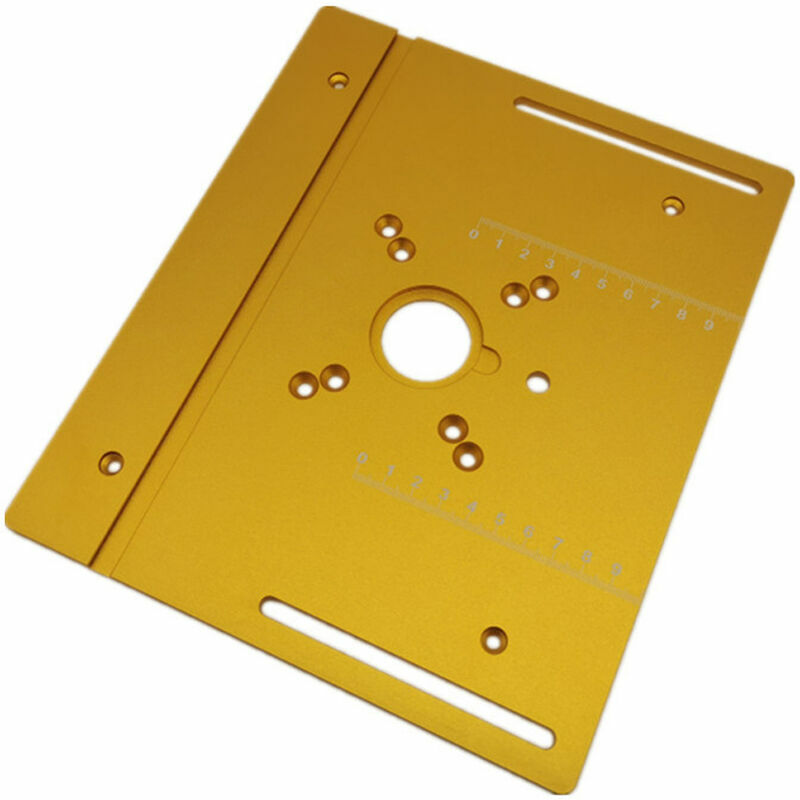 Placa de inserción de mesa de enrutador, aleación de aluminio, fresado de madera, tablero abatible, máquina de corte, herramienta auxiliar de grabado, sierra de mesa, bancos de carpintería, Oro, 1PC - Oro, 1PC