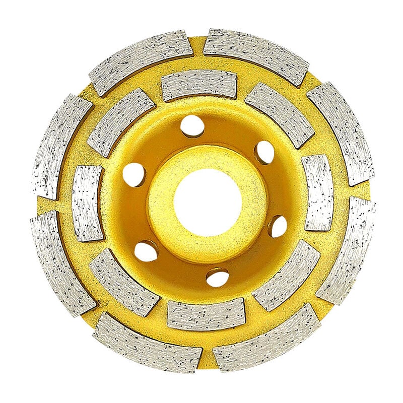 Muela de copa de diamante de alta calidad, disco abrasivo, cuenco abrasivo, hoja abrasiva para paredes y pisos de concreto, muela abrasiva de doble fila de alta resistencia (100 mm de doble fila, apertura 20/16)