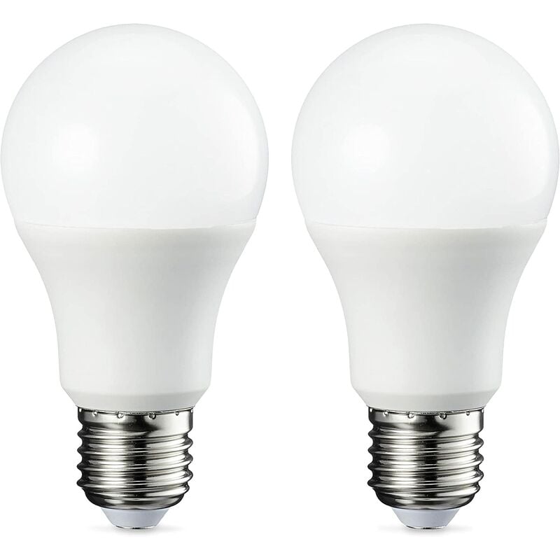 Bombilla LED E27 A60 con casquillo roscado, 9 W (equivalente a bombilla incandescente de 60 W), blanco frío - Pack de 2 [Clase de eficiencia energética A+]