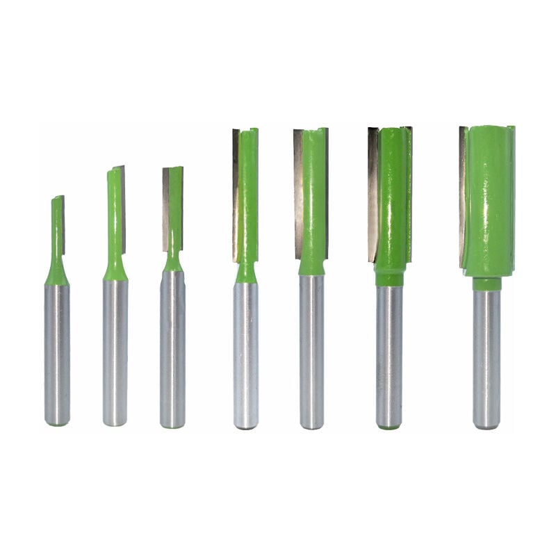 Paquete de 7 brocas de enrutador recto de vástago de 6 mm, broca de enrutador de flauta simple/doble, broca de enrutador de madera, broca de enrutador de patrón de recorte al ras de corte recto para carpintería