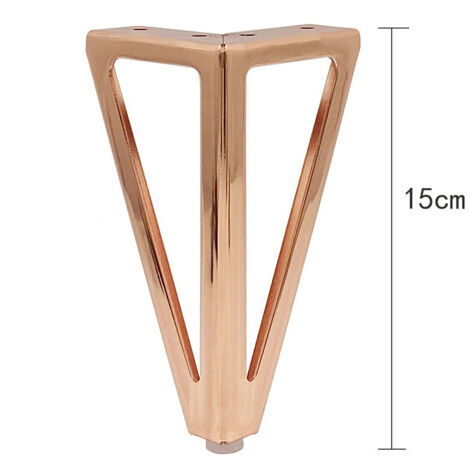 [OCCASION] 4x Pieds de Table en Métal Triangulaires 15cm Pieds de Meuble Style Moderne pour Armoires Canapés Lit Rose