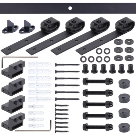 352cm Kit de Quincaillerie Porte Coulissante Rail Porte pour Grange Chambre Garage Double Porte Charge 150kg