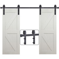 Petites Ecrevisses – Kit rail porte coulissante 305 cm – Double porte suspendue – Charge maximale 150 kg – Acier au carbone – Glisse silencieuse et douce