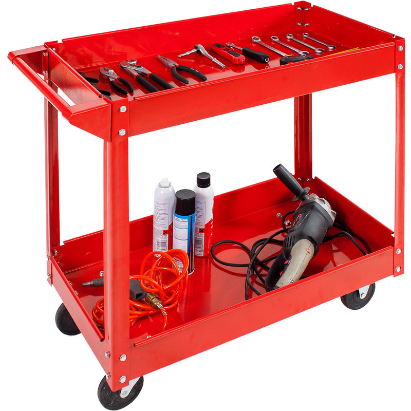 Chariot Ã Outils avec 3 EtagÃ¨res sur Roulettes, 3 Bacs Porte-outils,  CapacitÃ© de Charge Maximale 150 kg, Rangement des Outils Rouge pour Garage,  Jardin et Atelier, Restaurant, Cuisine, Salle Ã Manger 