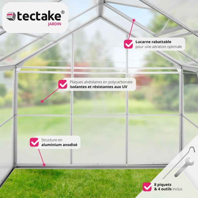 TecTake Base pour serre de jardin fondation support acier galvanisé 190 x 190 x 12 cm 