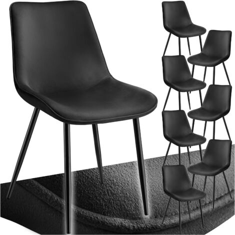 Tectake – Lot de 8 chaises rembourrées en velours noir – Assise ergonomique – Dimensions 48x59x82,5 cm – Capacité 120 kg – Montage facile