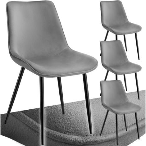 Tectake – Lot de 4 chaises rembourrées en velours ergonomiques – Hauteur d'assise 47,5 cm – Charge max 120 kg – Pour salle à manger, bureau, salon