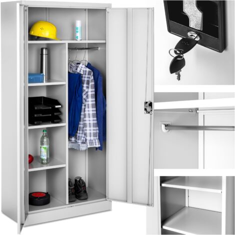 Vestiaire avec 2 portes battantes et 6 casiers en acier gris