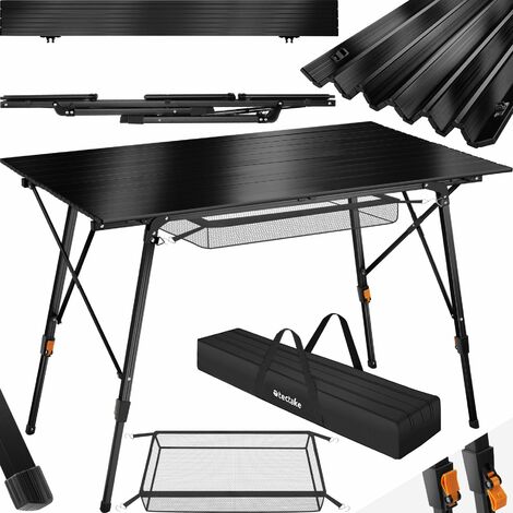 Table de camping pliable 120 x 705 58 – 79 cm noir