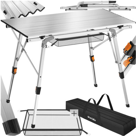 Table de camping Pliable 90 x 52 47 - 70 cm argent