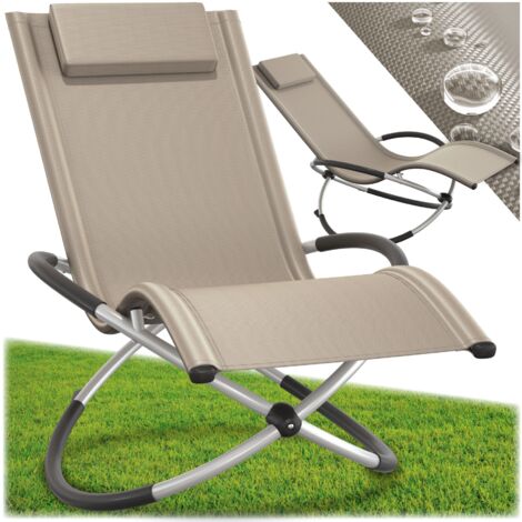 Transat bain de soleil avec textilène et appuie-tête amovible beige