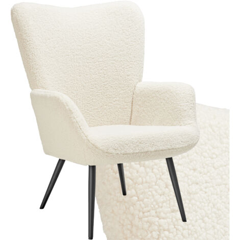 Fauteuil Rembourré avec revêtement bouclette ergonomique crème/noir (1/5)