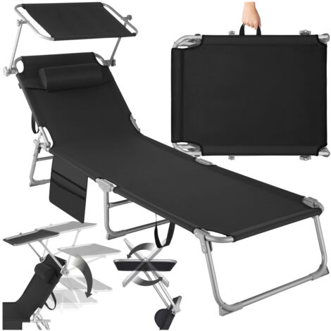 Bain de soleil 4 positions pliable en polyester et acier noir