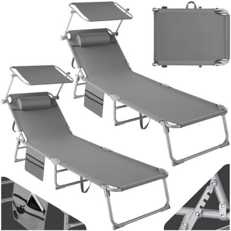 Lot de 2 bains soleil en résine tressée et aluminium gris