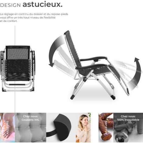 Chaise longue pliable rembourrage et appui-tête amovibles