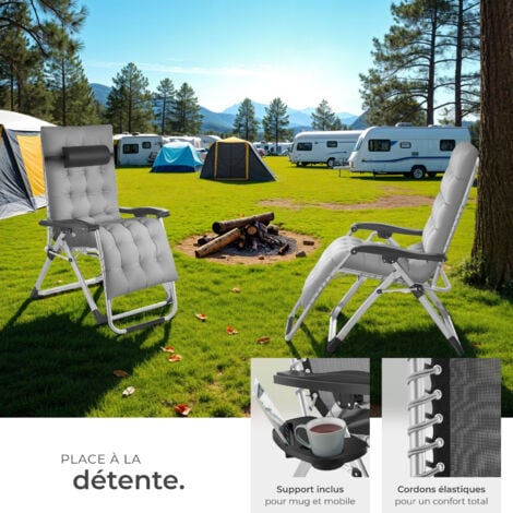 Chaise longue pliable rembourrage et appui-tête amovibles