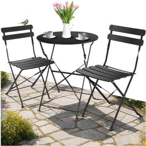 Ensemble table et chaises bistrot pour 2 personnes noir