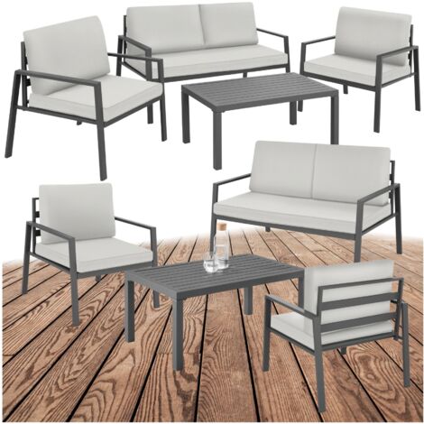 Tectake – Salon de jardin 4 places – Structure en aluminium – Coussins hydrofuges amovibles – Confort optimal pour intérieur et extérieur (1/5)