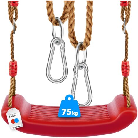 AROMUJOY Balançoire Enfant Intérieur Extérieur – 2 Sièges Antidérapants Rouge Hauteur Réglable 110-180 Cm