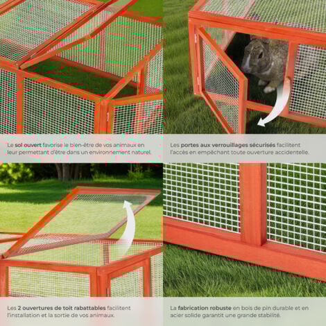 Enclos pour rongeurs en bois 181 x 90 x 48 cm