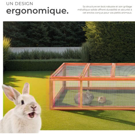 Enclos pour rongeurs en bois 181 x 90 x 48 cm