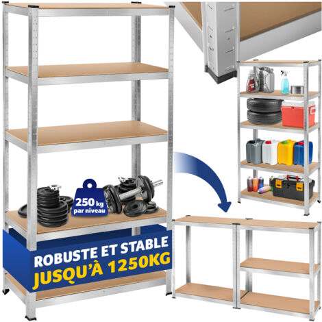 Etagère charge lourde d'angle plateau en acier 180x90x40 cm