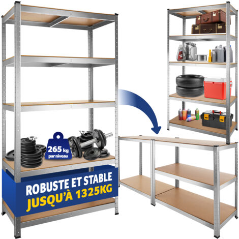 Etagère charge lourde d'angle plateau en acier 180x90x40 cm