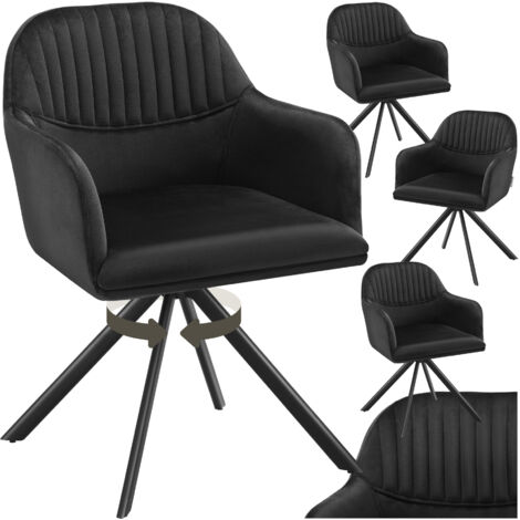 Lot de 4 chaises pivotantes à 360° en velours avec rembourrage noir (1/5)