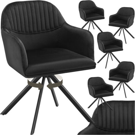 Lot de 6 chaises pivotantes à 360° en velours avec rembourrage noir (1/5)