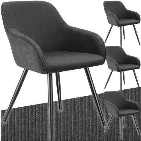 Lot 4 chaises élégantes aspect corde forme ergonomique anthracite/noir (1/5)