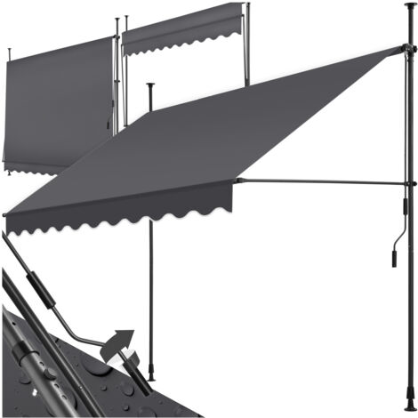 Store à pince sans perçage en polyester 250 x 180 cm gris